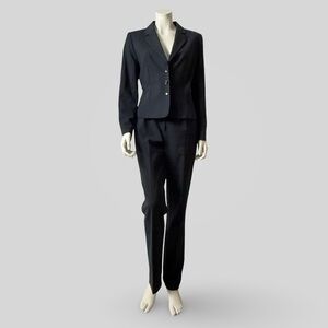 Escada Navy Women’s Suit Jacket Pants Wool Size 6